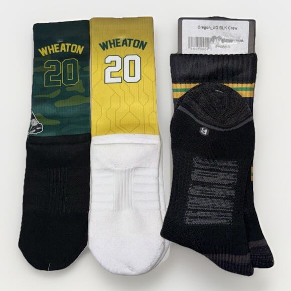NEW Lot of 3 Oregon Ducks Crew Socks M/L NCAA Kenny Wheaton OSU Beavers Football - Picture 2 of 4